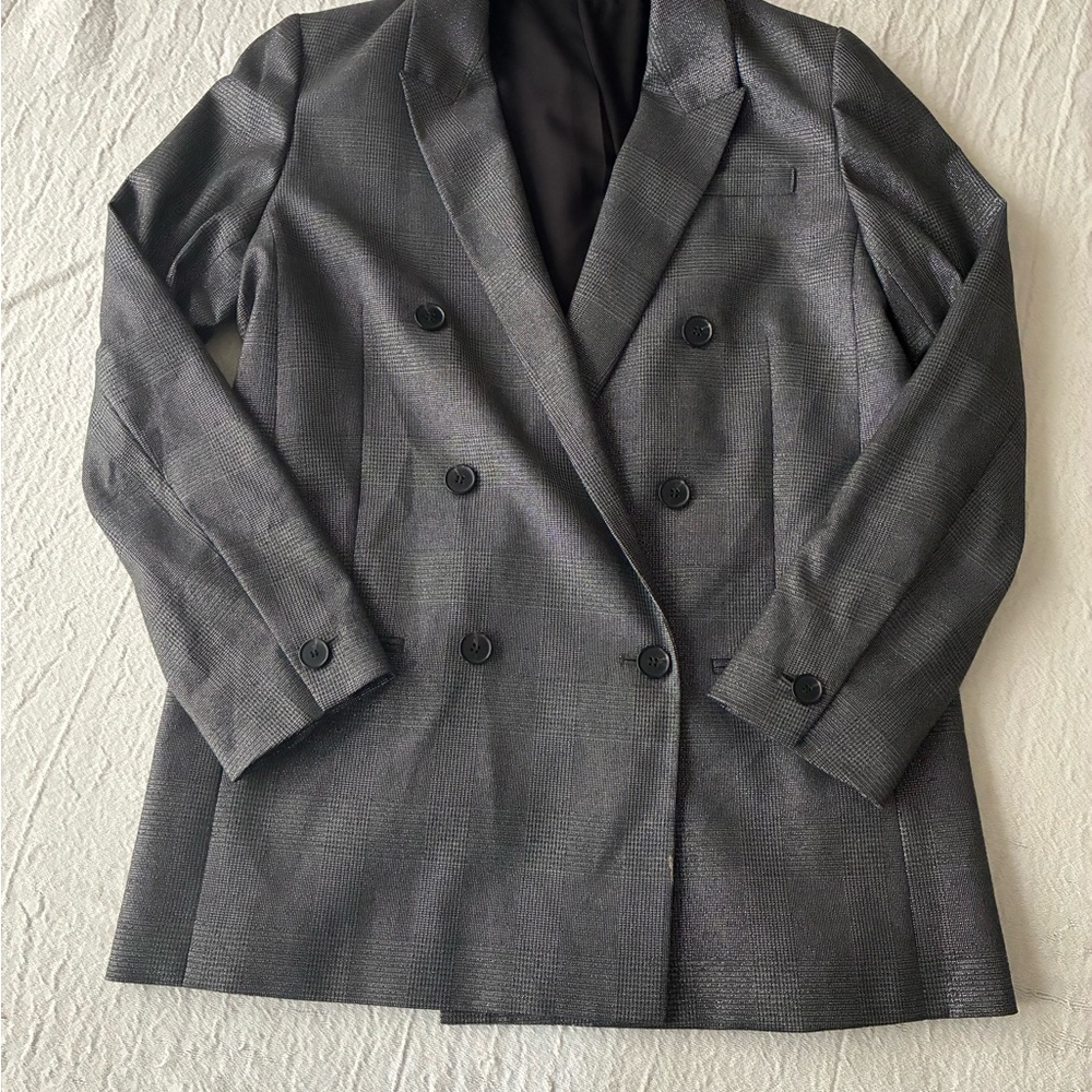 All Saints Charcoal Double-Breasted Blazer